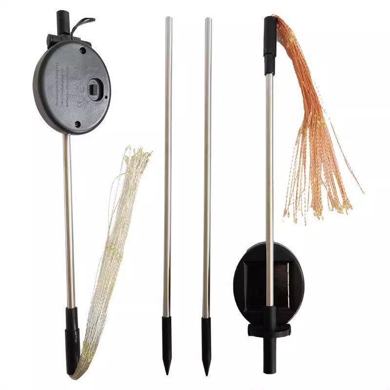 Set Mit 4 Solar-gartenleuchten Für Den Außenbereich, 120 Leds, Feuerwerkseffekt, Wasserdicht, In Form Von Löwenzahn, Zur Dekoration Von Garten, Rasen, Partys Oder Hochzeiten (warmweiß).