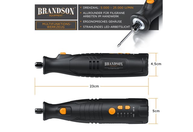Brandson Multitool Multifunktionswerkzeug 8V, Drehwerkzeug mit 110-tlg. Zubehör Set, (110 St), zum Schneiden, Fräsen, Gravieren, Schleifen, Schärfen, Polieren