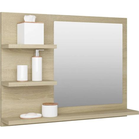 Badezimmer-spiegelschrank, Badezimmerschränke Mit Spiegel, Moderner Stauraum Für Das Badezimmer, 60 X 10,5 X 45 Cm, Sonoma-eiche