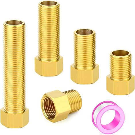 5-teiliges Verlängerungsset Aus Messing, 1/2"-innengewinde Auf 1/2"-außengewinde, Sechskant-rohrbuchsen-adapter, 30 Mm/40 Mm/50 Mm/70 Mm/100 Mm
