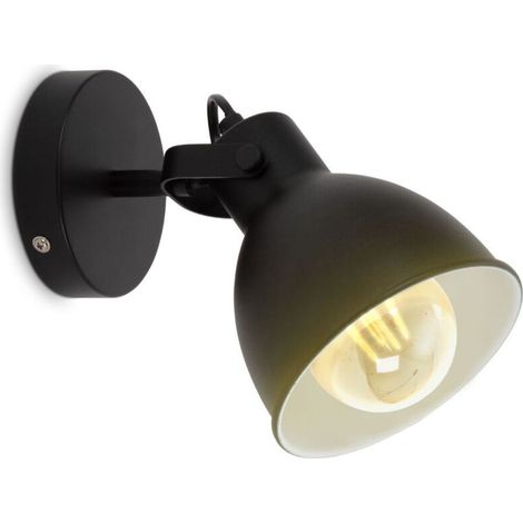 Verstellbare Led-wandleuchte, Retro-industriedesign, 172 X 130 X 170 Mm, Runde Form, 1 E27-fassung (max. 10 W), Warmweißes Licht, Schwarz-weiße Ausführung, Ideal Für Wohnzimmer, Schlafzimmer,