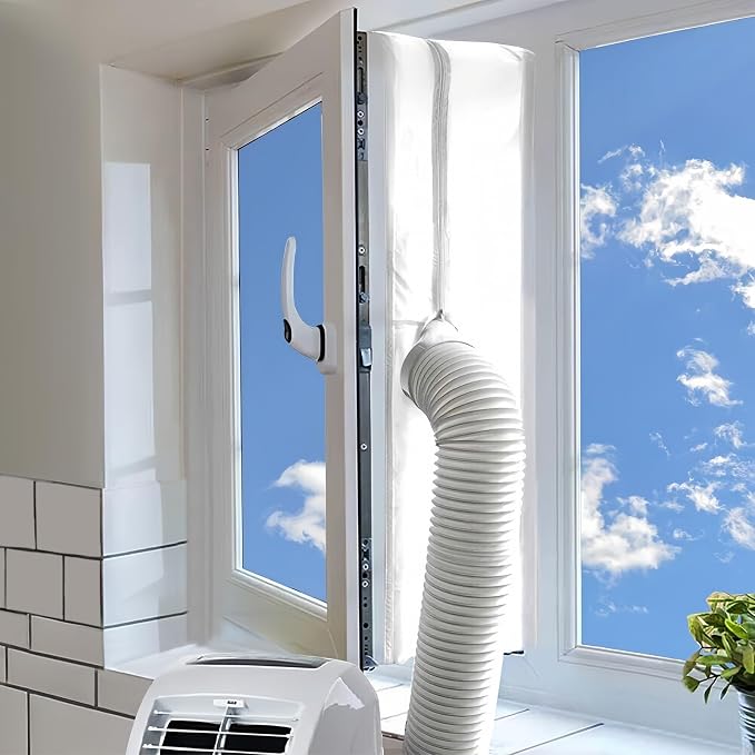 400 Cm Lange Fensterdichtung Für Mobile Klimageräte: Hervorstehend, Klimaanlage, Fensterdichtung Mit 2 Schlauchkanälen Und 4 Scharnieren, Fensterdichtung Zum Anschluss