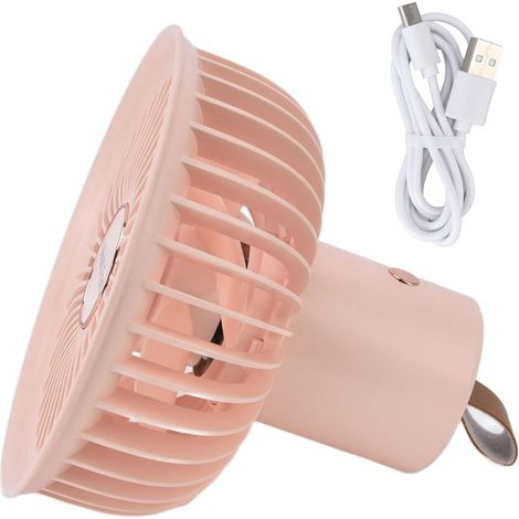 Multifunktionaler, Wiederaufladbarer Usb-ventilator Für Outdoor, Zuhause, Büro Und Camping – Pink
