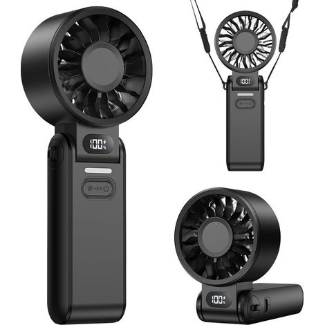 Leiser, Per Usb Aufladbarer, Tragbarer Ventilator – Mini-faltventilator Mit 4000-mah-akku, Led-anzeige, Ideal Für Büro, Reisen, Outdoor-aktivitäten, Schlafzimmer Und Küche