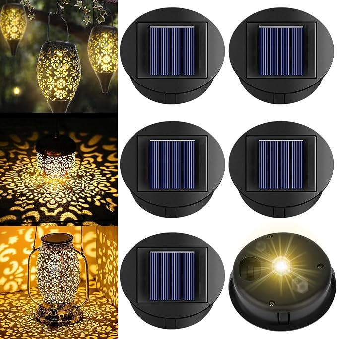 6er-set Ersatz-solarleuchten, 8-cm-solarpanel-laternen-ersatzabdeckung, Ip44 Wasserdichtes Led-solarpanel Für Solarlaternen Zur Gartendekoration, Warmweiß