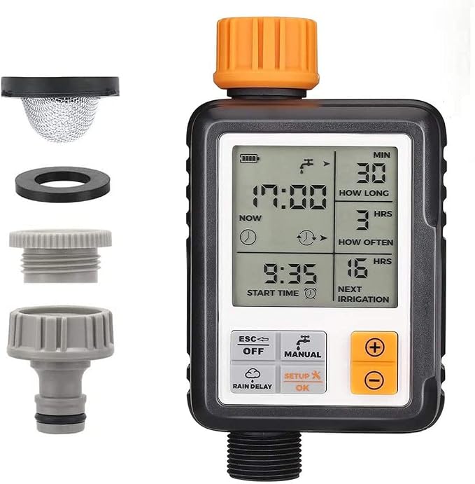 Johgee Automatischer Gartenbewässerungscomputer, Bewässerungsprogrammierer Für Den Außenbereich, Sprinkler-timer Mit Großem Lcd-bildschirm