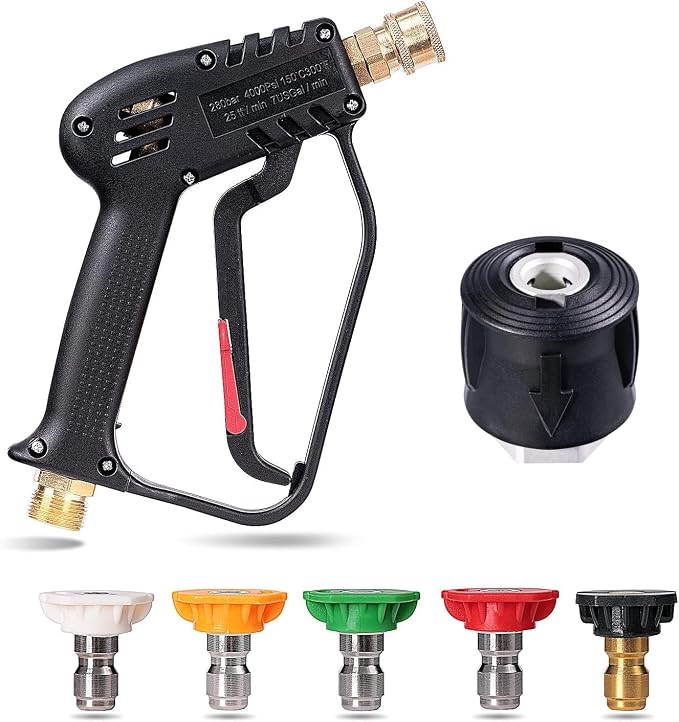 Yuet Hochdruckreinigerpistole 4350 Psi Mit 5 Wasserdüsen, Autoreinigungspistole, M22-14 Mm 1/4" Schnellkupplungen Für Bosch Nilfisk
