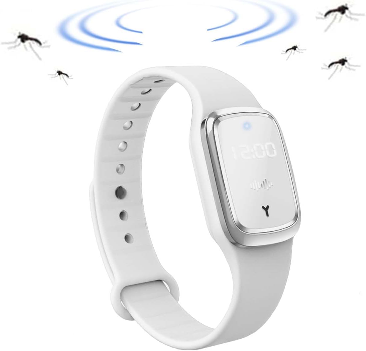 Mückenschutz-armbänder, Wasserdichte, Per Usb Aufladbare Ultraschall-mückenschutzuhr Für Den Innen- Und Außenbereich Für Erwachsene Und Kinder (weiß)