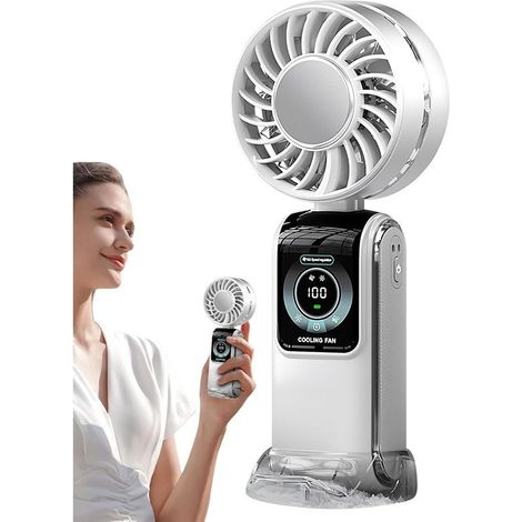 2-in-1-tragbarer Ventilator – Turbo-handventilator Mit 100 Geschwindigkeitsstufen – 90° Drehbarer Kopf – Faltbar Und Kompakt – Ideal Für Reisen, Picknicks, Camping, Büro Und Outdoor-aktivitäten