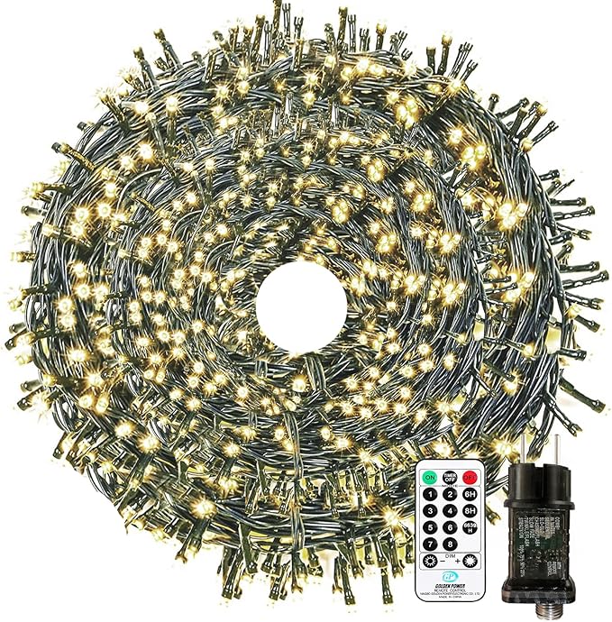 100 M Lange Lichterkette Mit 1000 Leds, 8 Modi, Timer Und Speicherfunktion, Wasserdicht (ip65) Für Drinnen Und Draußen, Ideal Für Schlafzimmer, Balkon, Garten, Weihnachten, Hochzeiten, Warmweißes Lich