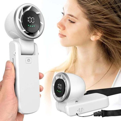 Tragbarer, Wiederaufladbarer Usb-c-ventilator Mit Turbokühlung Und 100 Geschwindigkeitsstufen, 3-in-1-mini-faltventilator, Verstellbar Bis 180°