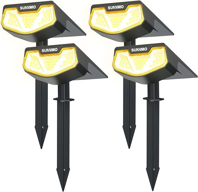 4er-set Leistungsstarke Solar-gartenstrahler Mit 3 Leuchtmodi, Ip65 Wasserdicht, Für Garten, Einfahrt Und Wege – Warmweiß