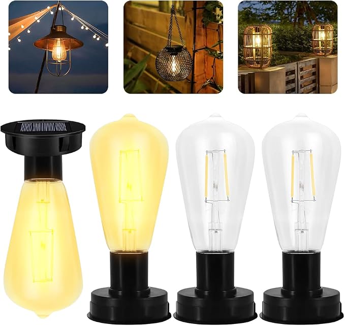 4-teiliges Ersatz-solarlampen-set Mit Glühbirne, 7 Cm Ersatz-solarleuchten Für Solarlaternen, Ersatz-solarabdeckungen Für Hängende Gartenlaternen, Gartendekoration