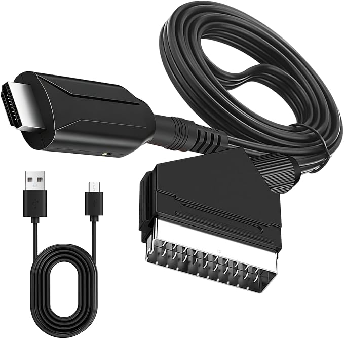 1 M Scart-zu-hdmi-adapter, Scart-zu-hdmi-konverter Mit Kabel, Scart-zu-hdmi-audio-video-konverter (hd 1080p/720p) Für Fernseher, Hdtv, Set-top-box, Vhs, Xbox, Ps2, Ps3, Sky, Dvd-player Und Blu-ray-pla