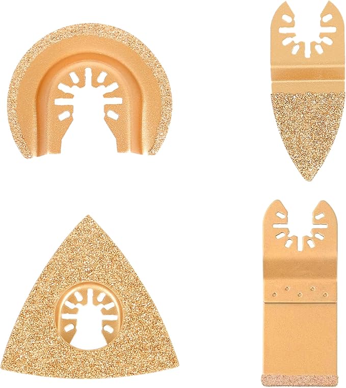 Set Mit 4 Oszillierenden Sägeblättern Für Worx, Bosch, Fein Multimaster Usw. Mehrzweck-sägeblätter Aus Wolframkarbid. Oszillierendes Werkzeug. Multifunktions-sägeblattset Für Fliesen, Mörtel Und Beton