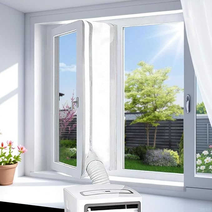 Fensterdichtung Für Tragbare Klimaanlagen, Fensterdichtung Für Tragbare Klimaanlagen Mit Reißverschluss Und Klebeverschluss (400 Cm)