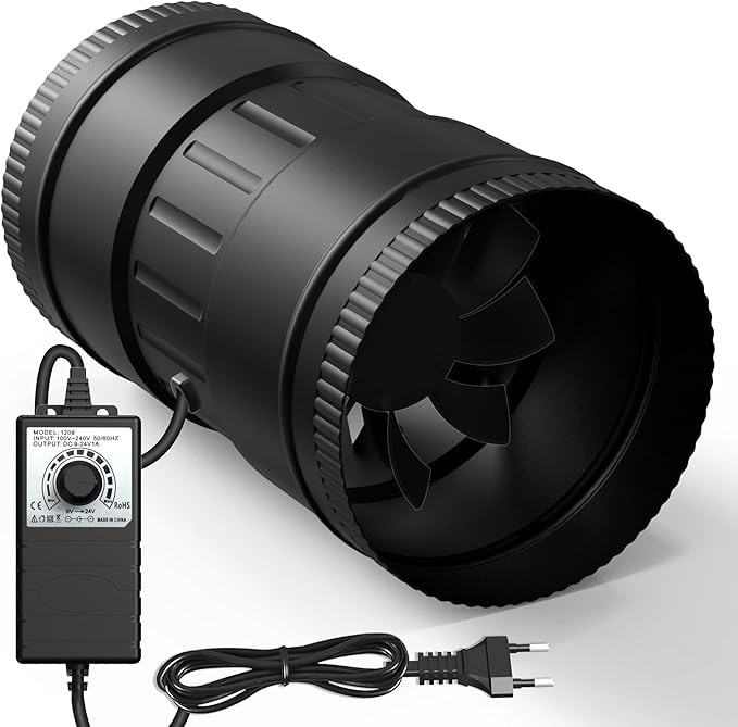 125-mm-abluftventilator, 586 M³/h Abluftleistung, Ec-motor, 4000 U/min, 13 W Mit Drehzahlregler, Zur Kühlung Von Growzelten Und Hydroponischen Pflanzen