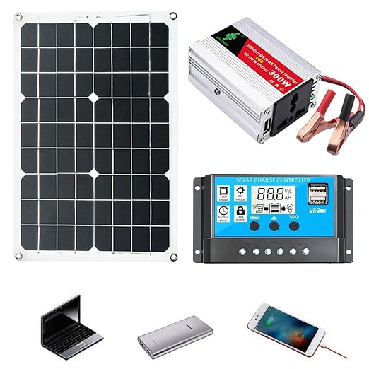 Solarmodul-set, 300-w-solargenerator Mit 220-v-wechselstromsteckdosen 30-a-solar-laderegler, Sinus-wechselrichter-ladegerät, Für Wohnmobile, Anhänger, Camper, Boote Usw.