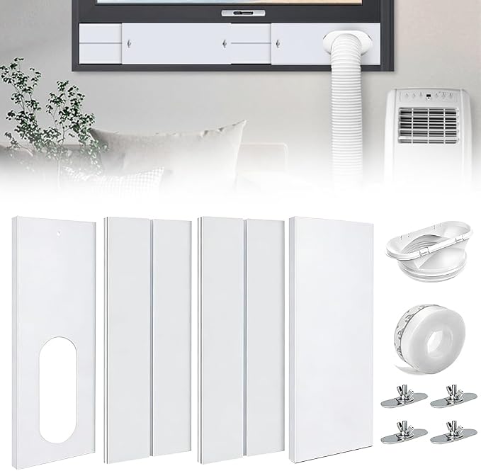 Fensterdichtung Für Klimaanlage, 4-teiliges Set Für Mobile Klimaanlagen, Fensterdichtungsset Für Mobile Klimaanlagen, 13/15 Cm Abluftschlauch, Verstellbare Fensterdichtungsplatte