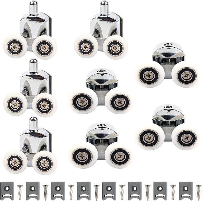 8 Duschkabinenrollen: 23 Mm Doppelfederrollen Aus Verzinkter Aluminiumlegierung, Robuste Schiebetürrollen Für Duschkabinen, Rollen Für Türen