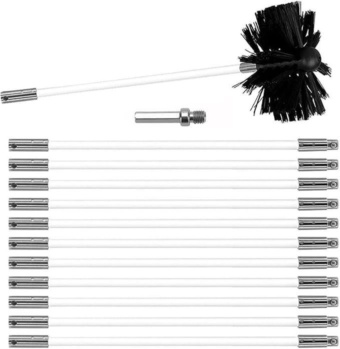 Schornsteinreinigungsbürsten-set, Verstellbares Schornsteinbürsten-set, Schornsteinreinigungsbürste, Schornsteinkehrer Mit 12 Flexiblen Stäben Und 1 X 150-mm-bürstenkopf