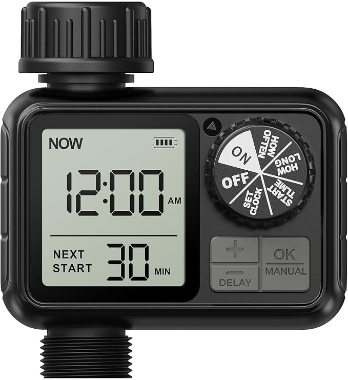 Bewässerungscomputer, Bewässerungstimer Mit Regenverzögerung/automatik- Und Manuellem Modus, Ipx5 Wasserdicht/großes Lcd-display, Bewässerungstimer Für Garten Und Rasen (1 Ausgang)