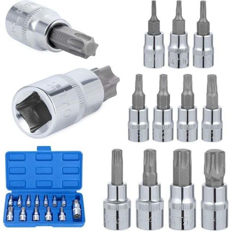 13-teiliges Torx-bit-set, T8–t70, Torx-bit-steckschlüsselsatz, Torx-bits (innengewinde), Chrom-vanadium-stahl, 1/4", 3/8" Und 1/2"-antrieb