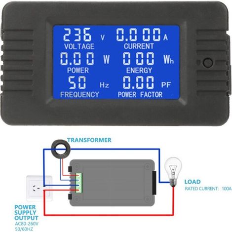 Pzem-022 Ac 100a Strom-, Spannungs-, Amperemeter-, Leistungs- Und Energie-panelmeter Mit Lcd-digitalanzeige Und Geschlossenem Stromwandler