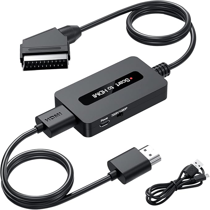 Scart-zu-hdmi-konverter Mit Kabeln, Scart-stecker-zu-hdmi-ausgangsadapter Für Sky/dvd/stb Mit Scart-ausgang Zur Anzeige Auf Hd-fernsehern