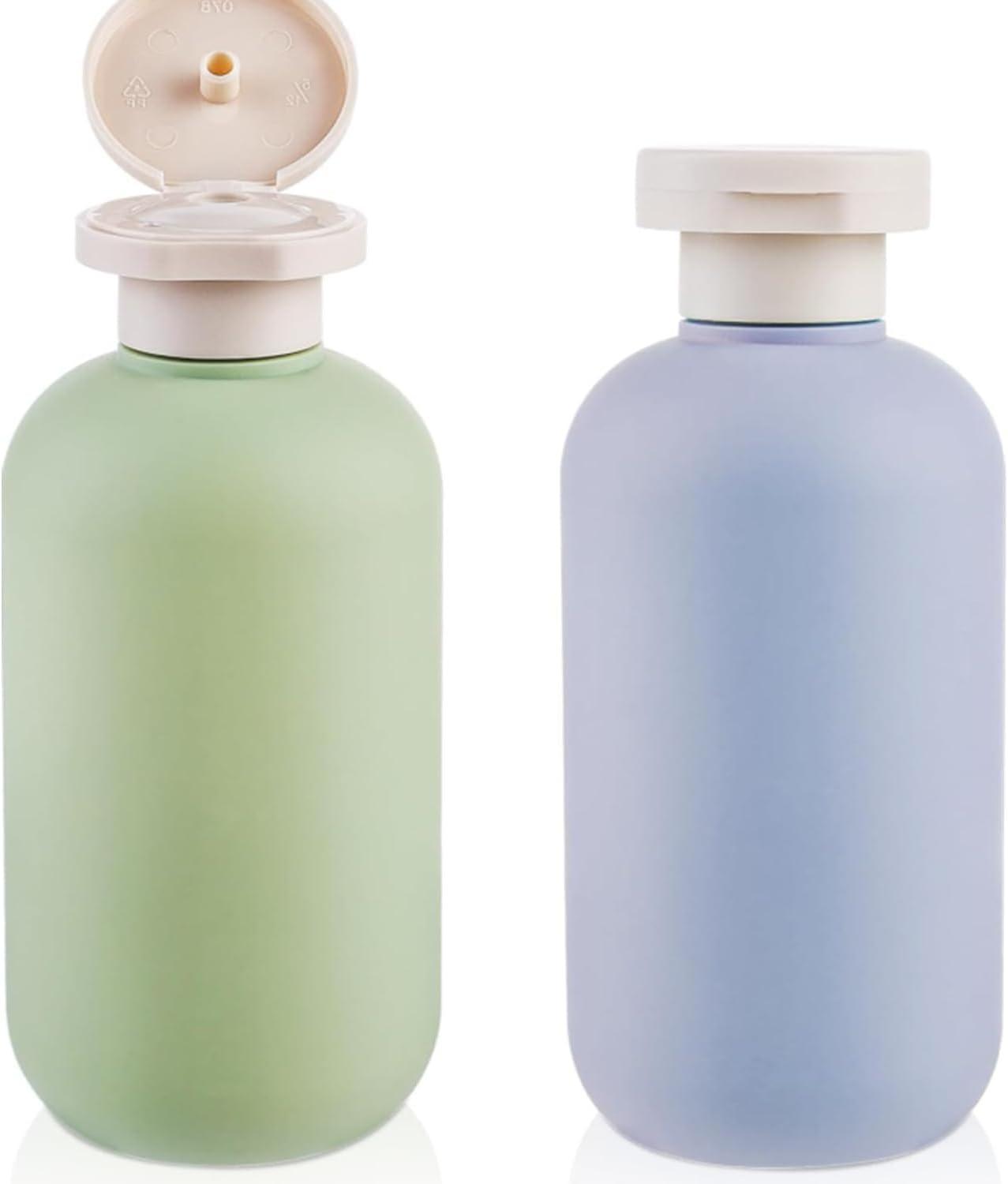 Set Aus 2 Flexiblen, Auslaufsicheren Und Nachfüllbaren Lotionflaschen Mit Klappdeckel, Für Reisen, Shampoo Und Spülung