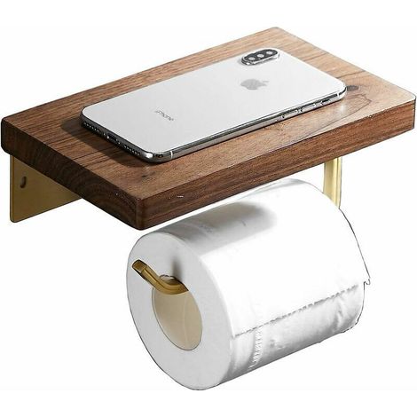 Toilettenpapierhalter, Toilettenpapierhalter Mit Wandhalterung Für Holzregal (selbstklebend Oder Zum Bohren), Toilettenpapierhalter Für Küche Und Bad