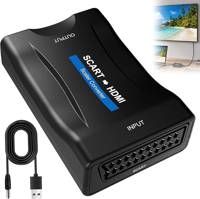 1 Stück Scart-zu-hdmi-adapter Mit Usb-kabel 720p/1080p, Scart-hdmi-konverter Für Tv-monitor-projektor, Scart Audio Video Hd Kompatibel Mit Ps3 Dvd Vhs Xbox Blu-ray Plug And Play.