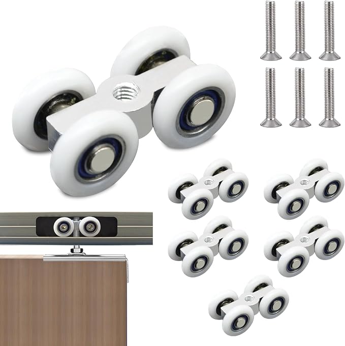 Set Mit 6 Robusten Schiebetürrollen Inklusive Schrauben – Ideal Für Schiebetüren In Duschen, Auf Balkonen, In Küchen, Esszimmern Und Badezimmern – Robust Und Leichtgängig