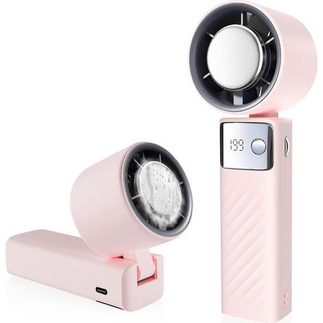 Wiederaufladbarer Tragbarer Ventilator Mit 4000 Mah, Leiser Mini-turbinenventilator (1-199), Ideal Für Sport Und Reisen – Pink