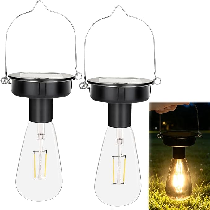 2-teiliges Solarlampen-set Für Den Außenbereich Mit Haken, 8 Cm Klare Led-ersatzbirnen Für Solarleuchten, Wasserdicht, Für Pendelleuchten Im Außenbereich, Diy-dekoration