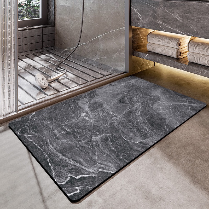 Rutschfeste Badematte 60 X 90 Cm, Ultra-saugfähig, Schnelltrocknend, Ultradünn Und Leicht Zu Reinigen, Für Badewannen- Oder Duschtüren, Farbe Anthrazit.
