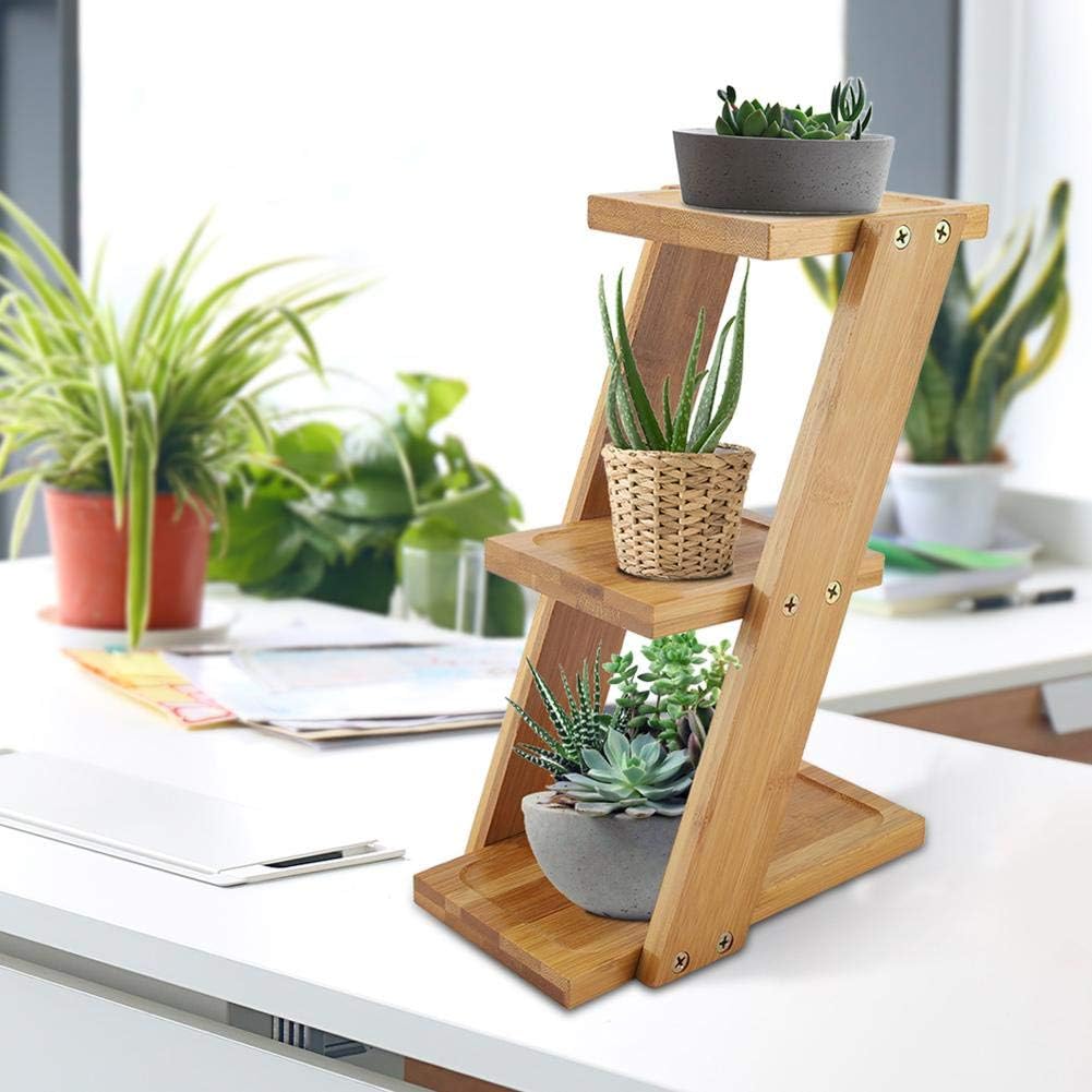 Pflanzenständer Aus Holz, Blumentopfhalter Mit 3 Ablagen, Bambus-pflanzenständer, Pflanzentopfregal Für Nachttisch Und Arbeitszimmer