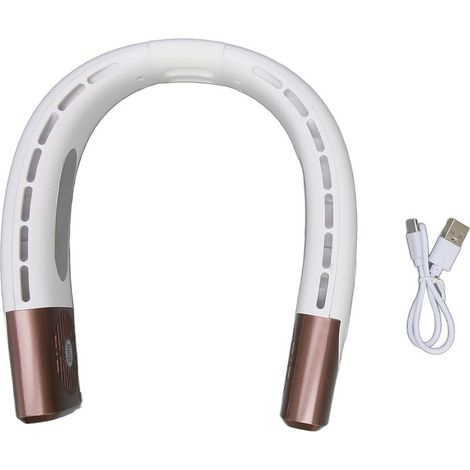 Tragbarer, Klingenloser Nackenventilator, Usb-aufladbar – Modell Ds005, Leise, 5 Geschwindigkeitsstufen, Integrierter Akku, Warmes Beige