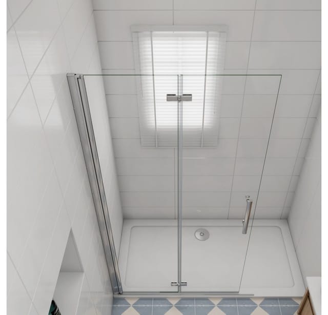 Duschparadies Dusch-Falttür 195cm Walkin Scharniertür Falttür Duschabtrennung Duschtür, 100x195 cm, Easyclean Sicherheitsglas, beidseitig montierbar