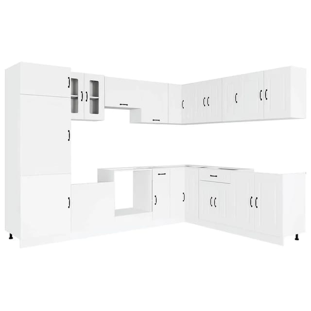 vidaXL Schrankmodule 14-tlg. Küchenschrank-Set Kalmar Weiß Holzwerkstoff