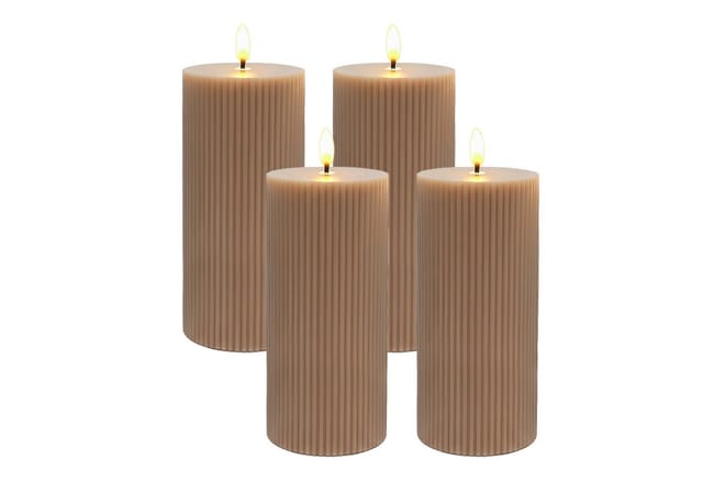 relaxdays LED-Kerze 4er Set 18 cm, Mocha Mousse