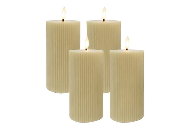 relaxdays LED-Kerze 4er Set 18 cm, Beige