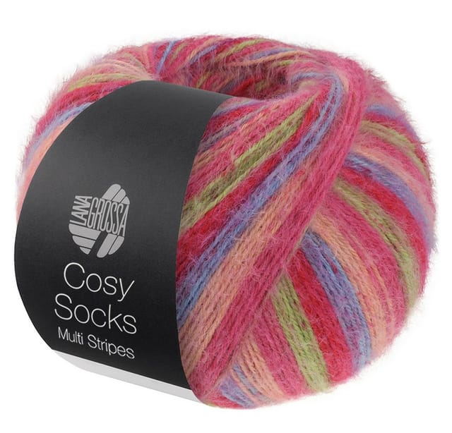 LANA GROSSA Meilenweit 100 g COSY SOCKS MULTI STRIPES Häkelwolle, 400 m (Flauschige Sockenwolle mit Merinowolle mit besonderem Druckeffekt, waschmaschinenfest), 100 g