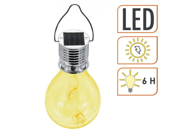 Spetebo LED Solarleuchte Kunststoff Solar Glühbirne 4er Set 15 cm - in gelb, grün, pink, blau, Solarbetrieben, LED wechselbar, warm weiß, Praktische Einschlatautomatik