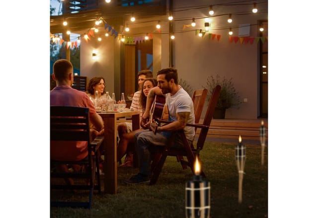 relaxdays Gartenfackel 10er Set Gartenfackeln Bambus