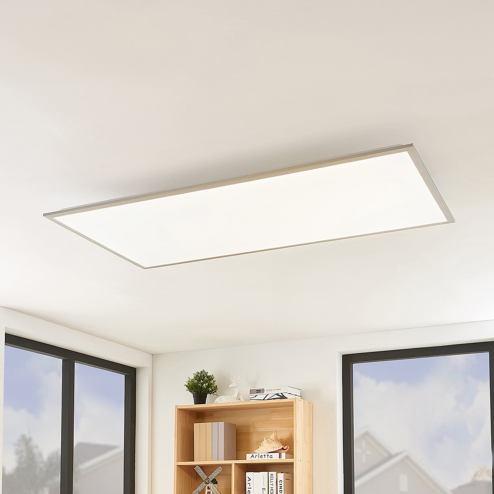 [neuwertig] B-ware Lindby Led-panel Stenley Dimmbar Cct 120x60cm Leuchte Lichtfarbe Warmweiß Silber