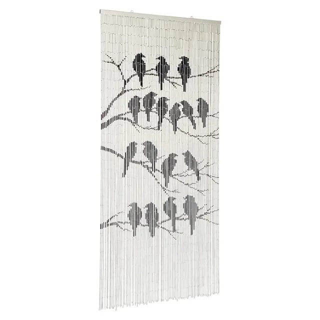 CONACORD Türvorhang Decona Birds Dekovorhang weiß, Ösen, halbtransparent, 90 x 200 cm, Bambus - blickdicht dank hoher Stranganzahl