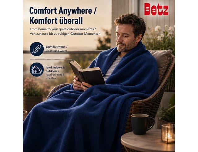 Wohndecke Luxus Fleecedecke Kuscheldecke Größe 130x170 cm Farbe dunkelblau, Betz, 180 g/m²