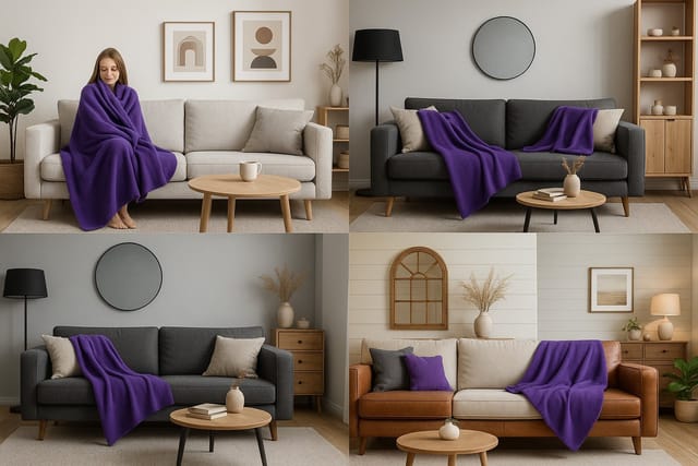 Wohndecke Luxus Fleecedecke Kuscheldecke Größe 130x170 cm Farbe lila, Betz, 180 g/m²