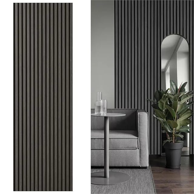 SONIDO 3D Wandpaneel XXL Akustikpaneele mit FSC®-zertifiziertem Eiche Echtholzfurnier, BxL: 56,00x244,00 cm, 1,36 qm, (Packung, 1,366 m², Versandkostenfreie Lieferung) 15 XXL Echtholz-Dekoleisten mit schwarzem 9mm Filz-Akustikträger